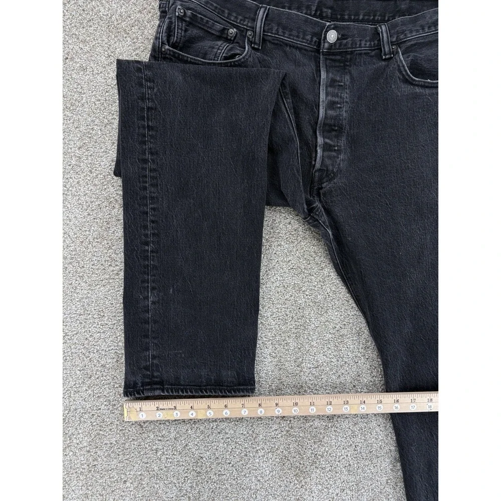 Levis‎ 501 Jeans Mens 40x30 (Fits 38x29) Listless Faded Black Stretch Denim 2016